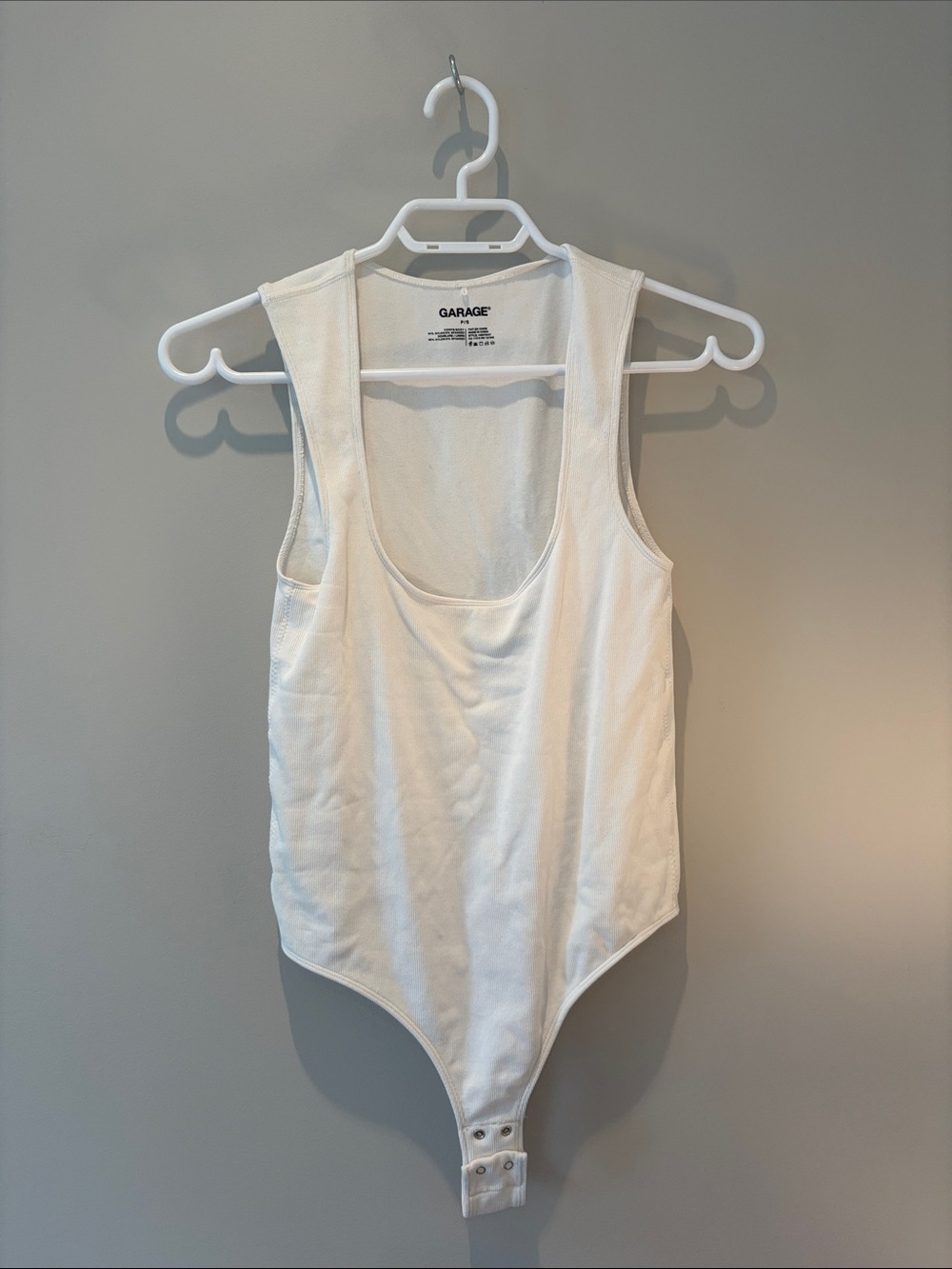 Garage White Sleeveless Scoop-Neck Bodysuit